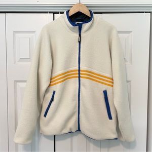 Mens adidas sherpa jacket w/ yellow & blue details. Worn once. Perfect condition